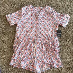 Red and Blue Crab Patterned Pajama Set